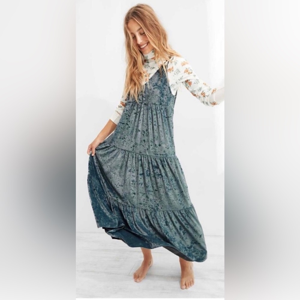 Aerie | Velour Maxi Dress | Ocean Blue